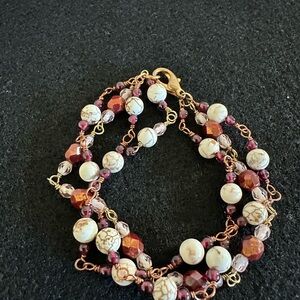 Chic Beaded Bracelet with Gold and Brown Accents